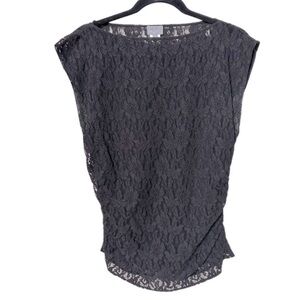 Adec Rouge Ligne Silk Lace Blouse Vintage Black Lace Silk Size Large Classic